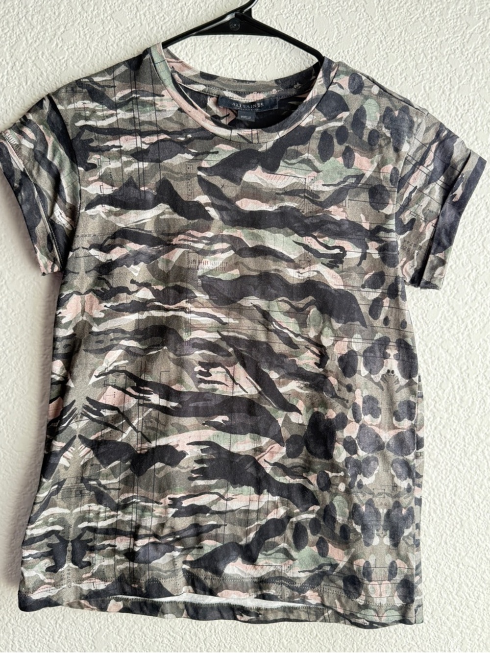 All Saints Painted Camo Tee